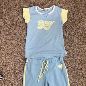 Roxy Girl Y2K Blue and Yellow Girls Capri Set
